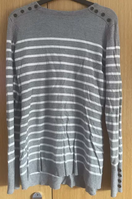 Jojo Maman Bebe Maternity Top - Grey And White Striped - Size S