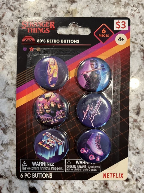 NEW 2024 STRANGER THINGS 80'S RETRO 6-Pack Buttons NETFLIX $7.45 ...