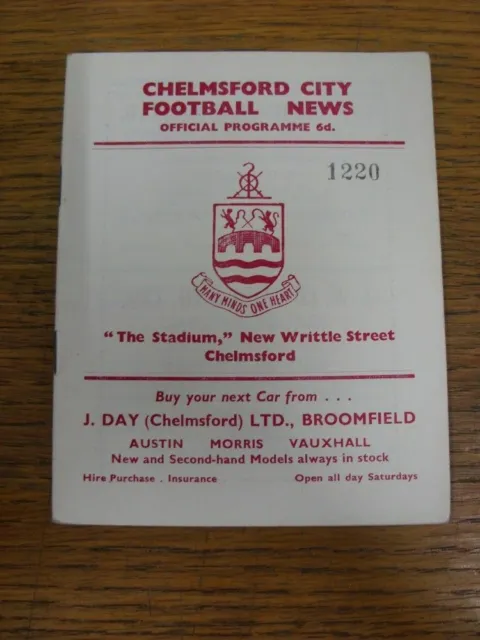 26/11/1962 Chelmsford City v Hastings United [Southern League Cup] (score inside