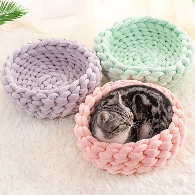 Cotton Donut Pet Dog Cat Bed Plush Soft Warm Calming Sleeping Bed Round Nest Bed