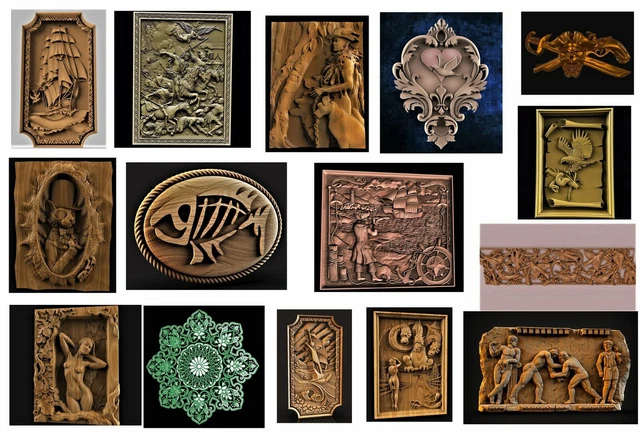 89 pcs collection panno STL 3d model relief for cnc