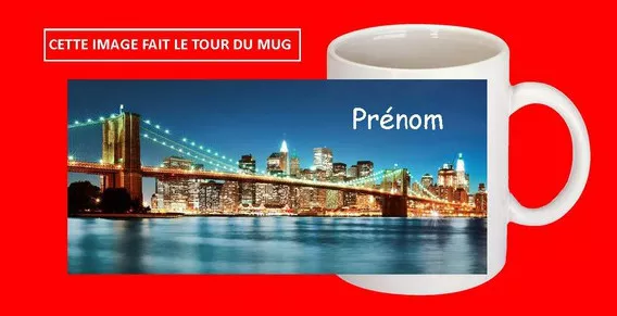 Mug Tasse Ceramique New York Texte Prenom  Personnalisable Ref 3