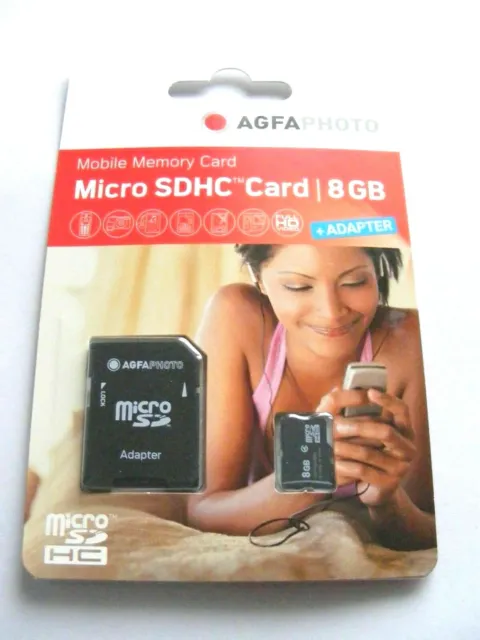 8GB Micro SDHC Card ( 8 GB MicroSDHC Karte ) AGFAPHOTO Neu