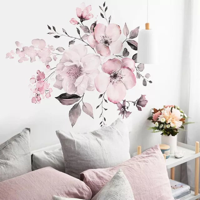 Pink White Peony Flowers Wall Stickers Wall Floral Decal Mural Home DecoratiEL