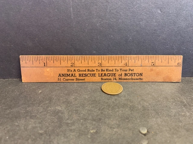 Vintage Advertising Ruler, ANIMAL RESCUE LEAGUE OF BOSTON MA