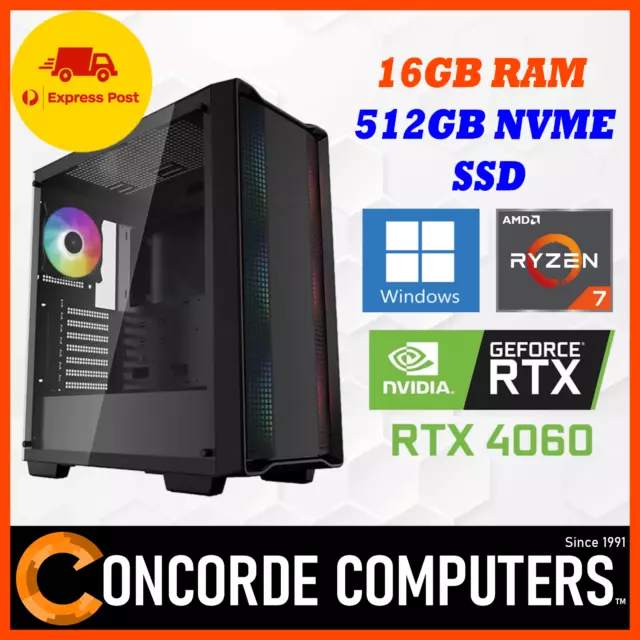 AMD RYZEN 7 5700X 8 Core 16GB RAM 512GB SSD RTX 4060 GAMING Desktop PC  Computer $1,399.00 - PicClick AU