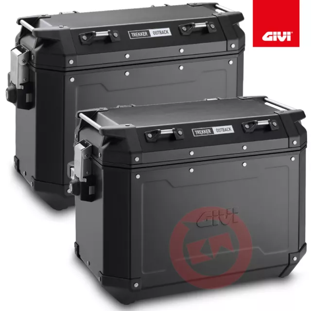 Obkn4837Bpack2 Set Valigie Laterali Givi Trekker Outback 48/37 Lt Alluminio Nero