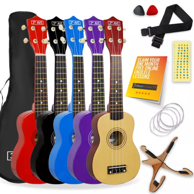 Soprano Ukulele Bundle - Bag, Stand & More - 3rd Avenue - FREE 1 Month Lessons