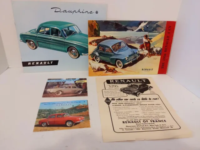 1956 Renault Sales Brochures Flyers Dauphine 4 CV Made In France Import