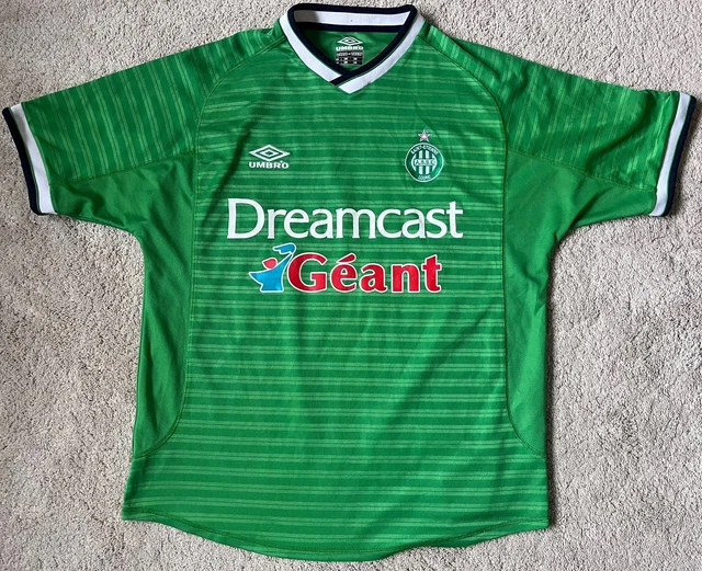 Maillot De Football AS Saint-Etienne Vintage - Extérieur Blanc Lion Bar Umbro - Taille XL - Occasion