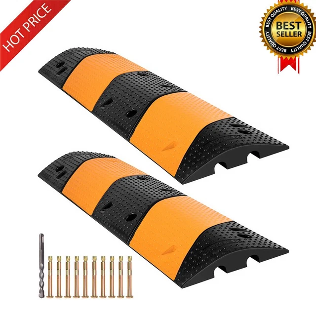 Rubber Speed Bump 2 Pack 2 Channel Speed Bump Hump 42" Long Modular Garage
