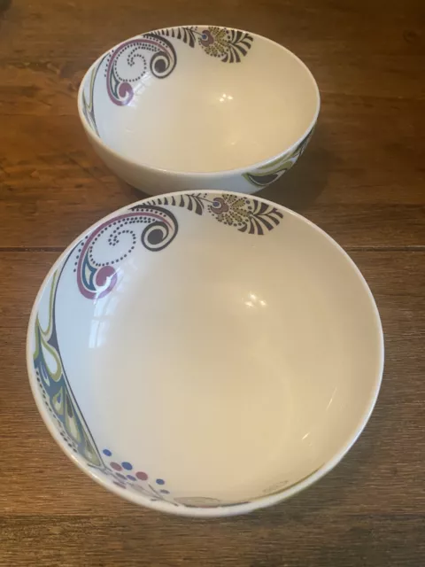 DENBY MONSOON COSMIC 4 x LOVELY SOUP / CEREAL BOWLS In Great Condition VGC