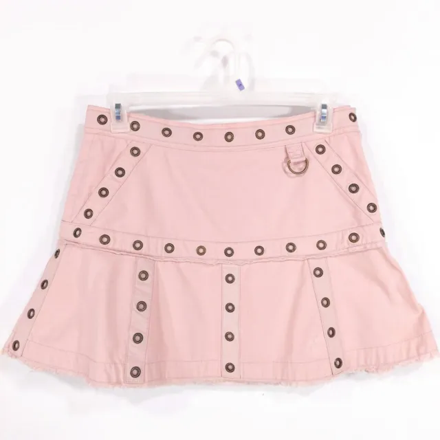 Y2K Marc Jacobs Pastel Pink Eyelet Studded Fit & Flare Mini Skirt Women's. Sz 10