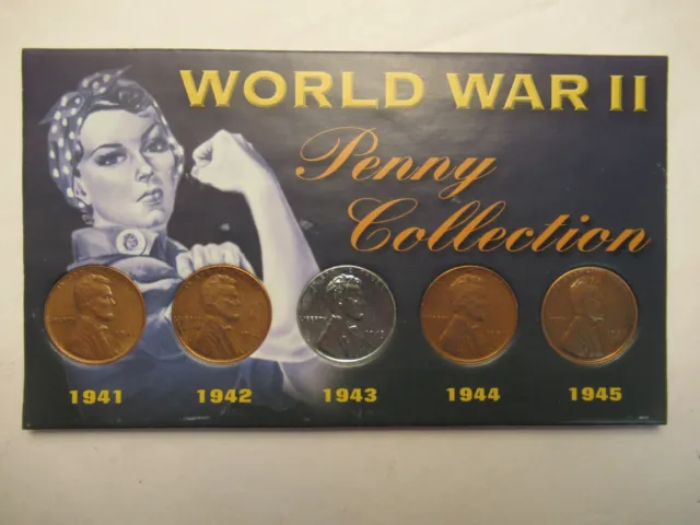 WWII Penny Collection, 1941-1945, carded