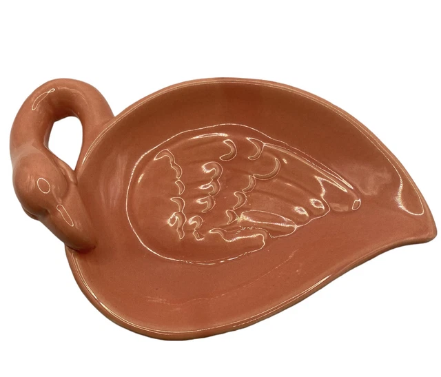 Ceramic Pink Flamingo Soap Trinket Candy Dish 6”
