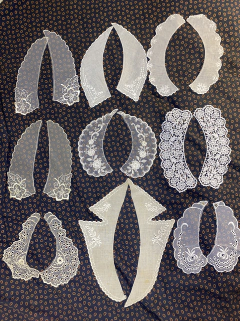 Vintage NOS Edwardian Antique Mixed Lace Collar Clothing Dress Trim Lot 9 Sets