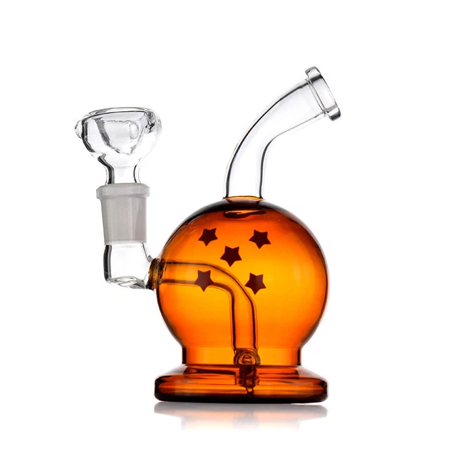 Dragon Ball Inspired 5" Yellow Glass Mini Bong -Unique Design with Starry Accent