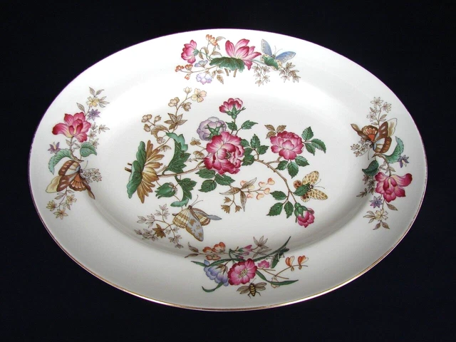 Vintage Wedgwood CHARNWOOD 13-5/8" x 10-1/4" Oval Platter Gold Trim