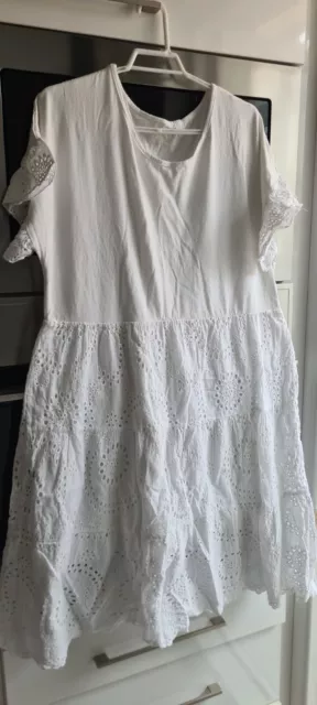 vestido blanco ibicenco Kleid L 40  Fashionista  chic jurk kjole gúna