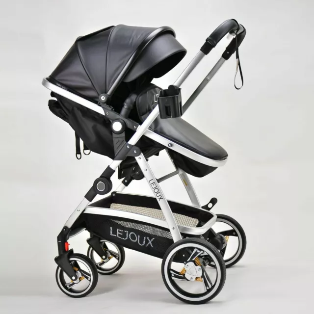 Black Lejoux 365 Baby Stroller, Lightweight Pram