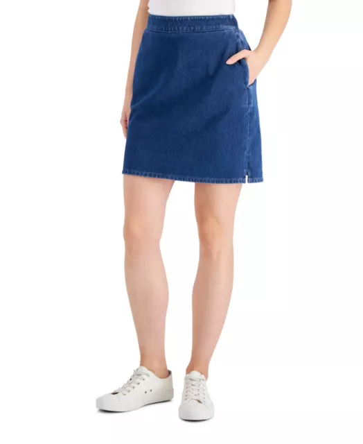 MSRP $38 Charter Club Womens Denim Skort Blue Size Large