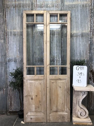 Antique French Double Doors (39.5x93) 5 Pane Glass European Doors G98