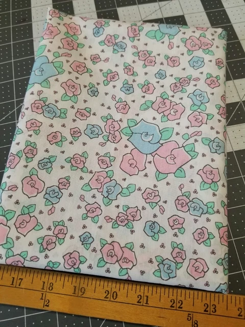 Vintage Precious Moments PMI Spectrix Flowers Floral Cotton Blend Fabric 1 YARD