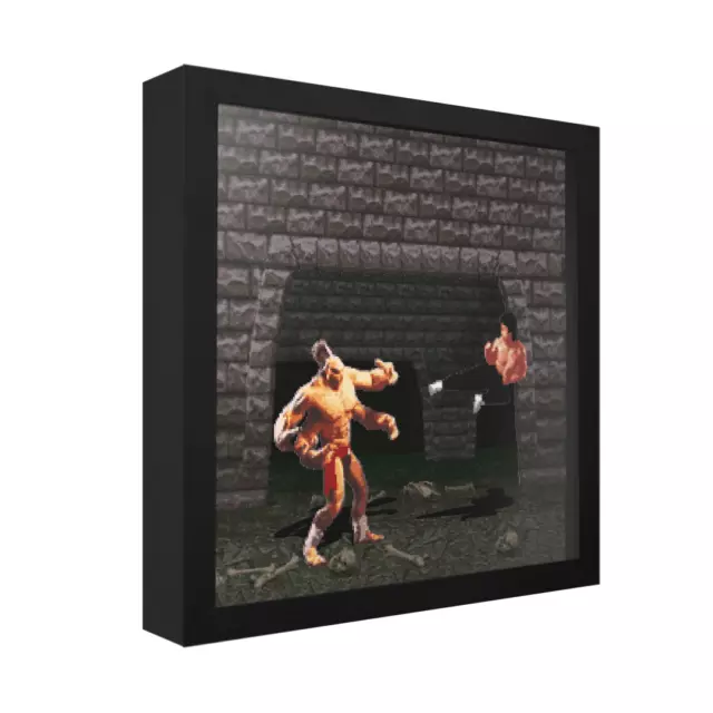 Pokemon FireRed (Mewtwo Battle) - 3D Shadow Box Frame (9 x 9) Wall Art