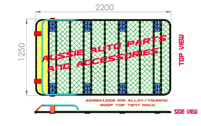 Alloy Roof Top Tent Rack 2200mm for Toyota Landcruiser 76 Series Alloy Tent Rack