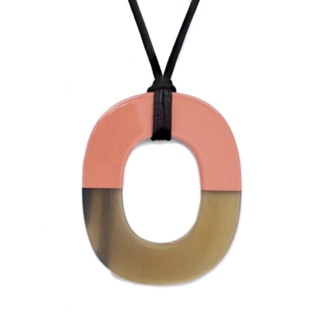 Second Hand Hermes Womens Accessories Isum Pendant Necklace Buffalo Horn Lacquer