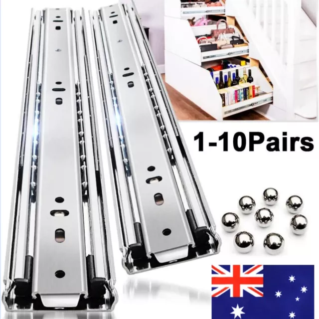 Drawer Runners Push to Open Full Extension Ball Bearing Heavy Duty Slides 45KG