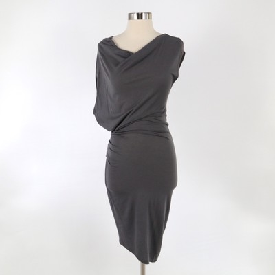 Helmut Lang Dress Womens P XS Gray Draped Asymmetrical Jersey