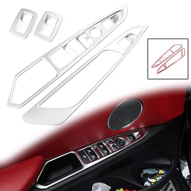 4PCS Chrome Door Window Lift Button Frame Cover Trims for BMW X5 F15 X6 2015