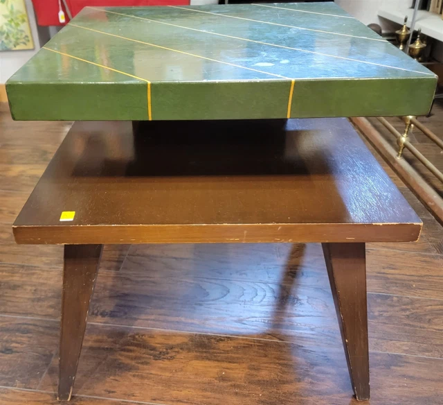 VINTAGE MIDCENTURY GREEN Formica Top 2Tier Wooden Side End Table Pick