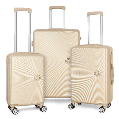 3Pcs ABS Luggage Set Hardside Lightweight with Spinner Wheels Suitcase-Champagne