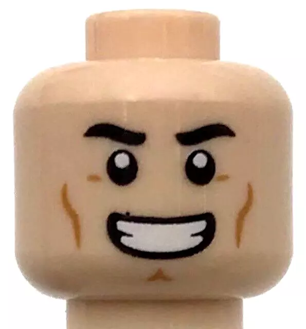 Lego New Minifigure Head Dual Sided Black Eyebrows Cheek Lines Smile Piece