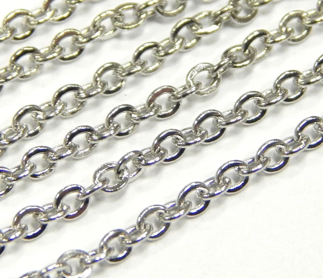 Collar de metal de acero inoxidable plata 2 x 2,5 mm cadena 1 metro BEST M424