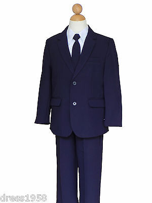 Boys Holiday, Recital, Ring Bearer, Navy Blue/White Suit, Size:14