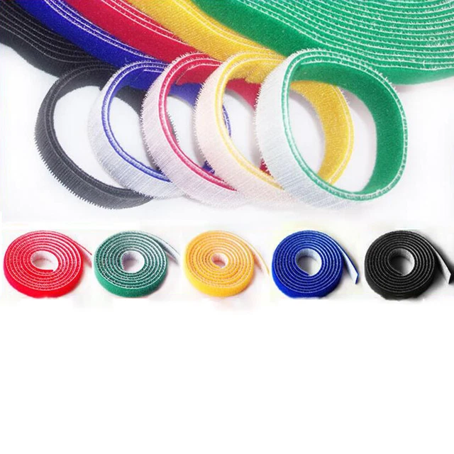 Hook And Loop Cable Ties Reusable Double Sided Straps Width 10mm Various Colours