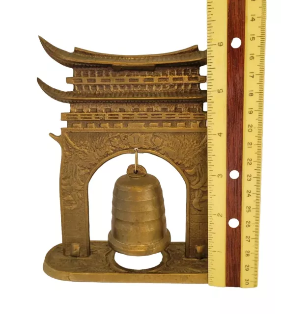 Vintage Brass Bell Asian Pagoda Temple Meditation Resonating Sound Asian Decor 3