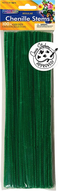 Limpiadores de tallos/tuberías de oruga Creativity Street, verde oscuro, 12 pulgadas x 4 mm, 100 C