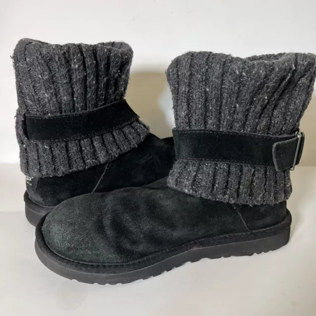 Ugg Australia Cambridge Boots Women 7 Black Cambridge Suede Sheepskin Shearling