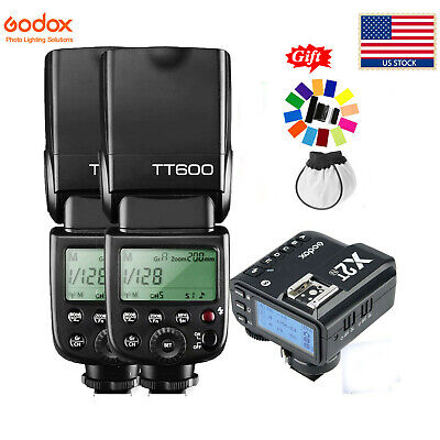 US Godox 2pcs TT600 HSS Wireless Camera Flash Speedlite+X2T-N Trigger For Nikon