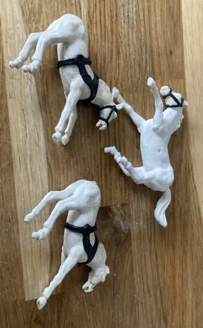 3 Timpo Toys White Horses. Possibly from Chuck Wagon
