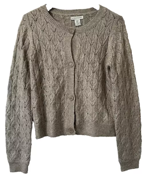 Cupcakes and Cashmere Cardigan Sweater Womens Gray Cable Knit Button size Medium