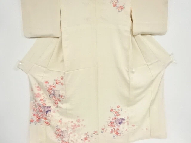 83806# Japanese Kimono / Antique Kimono / Floral Plants & Carriage