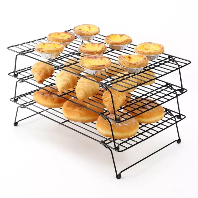 Vinsani Set of 3 High-Carbon Steel Tier Non-Stick Stackable Cooling Rack