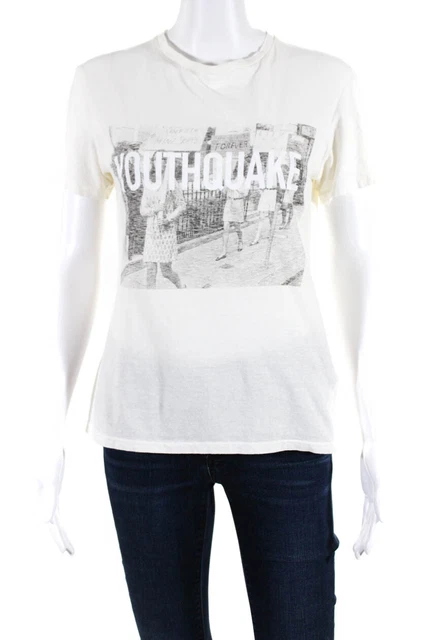 Christian Dior Womens Short Sleeve Youthquake Tee Shirt White Gray Size XS