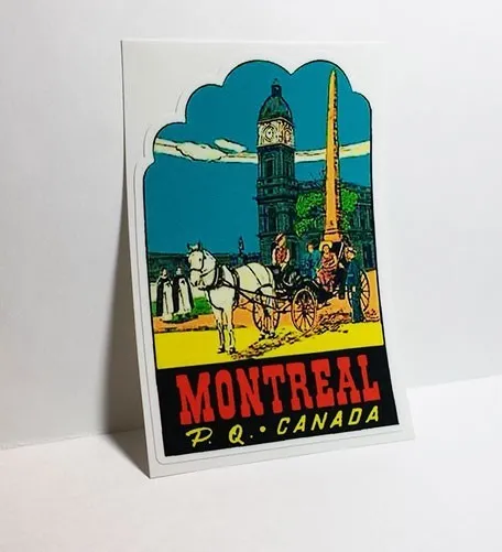 Montreal Quebec Canada Vintage Style Travel Decal, Vinyl Sticker, luggage label