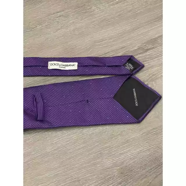 Dolce & Gabbana Silk neck Tie Purple with sparkles